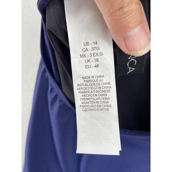 La Blanca Swimsuit Women's Sz 14 Island Goddess Blue V-neck Criss‎ Cross Straps - Picture 6 of 12